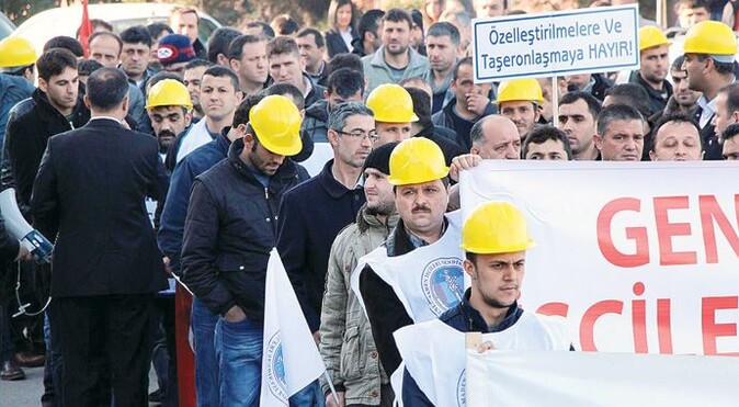 Taşeronluk sistemine madencilerden protesto