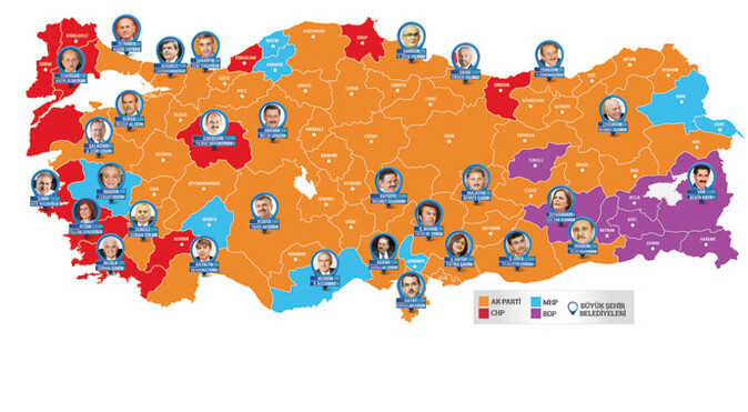 2014 Yerel Seçimler Sonuçları / İl il, ilçe ilçe seçimler 30 MART