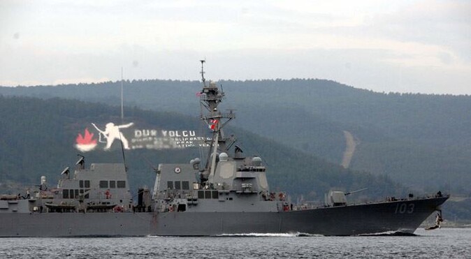 ABD savaş gemisi, Çanakkale Boğazı&#039;ndan geçti - İZLE