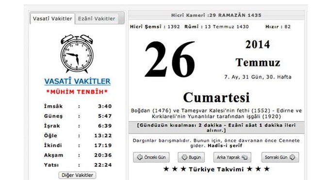 İstanbul İftar Vakti-Saati / İftar saatleri (İl İl imsakiye / 29 Temmuz Pazar)