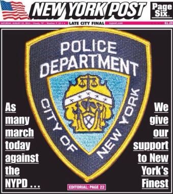 New York Post gazetesinden ABD polisine tam sayfa destek