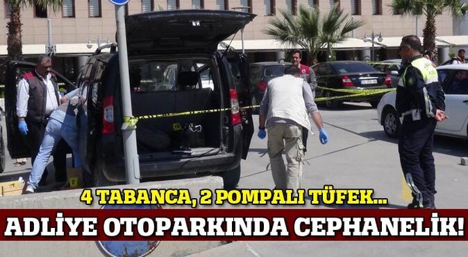 İzmir Adliyesi otoparkında yapılan aramada 6 silah ele geçirildi