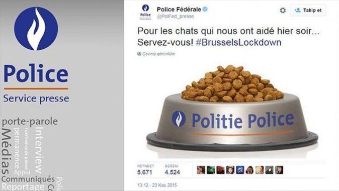 Belçika polisinden sosyal medyada &#039;kedi mamalı&#039; teşekkür
