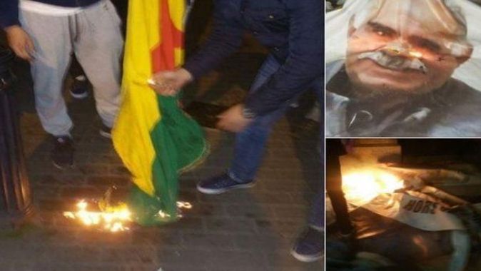 Brüksel&#039;deki PKK çadırı yakıldı