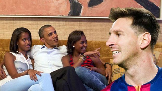 Messi&#039;den Obama&#039;nın kızlarına hediye forma
