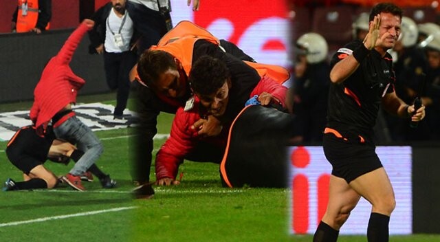 Trabzon taraftarı sahaya indi hakemi dövdü, maç tatil edildi (TS-FB ÖZET)