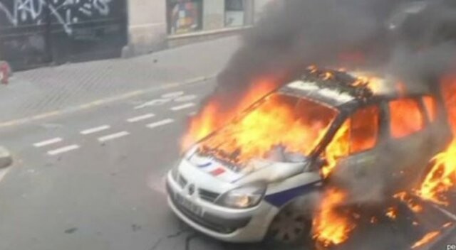 Fransa&#039;da polis aracı kundaklayanlar tutuklandı