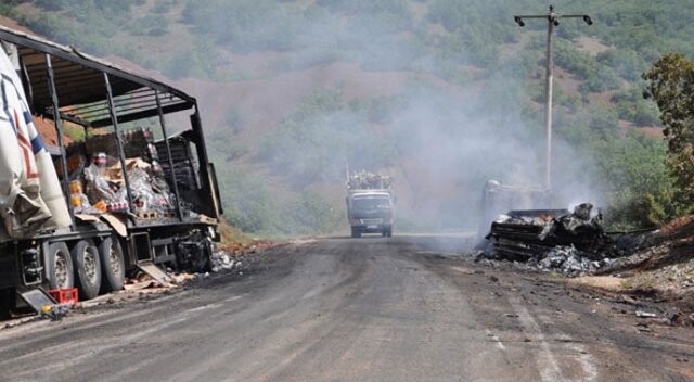 PKK’lıların araç yaktığı karayolu ulaşıma açıldı