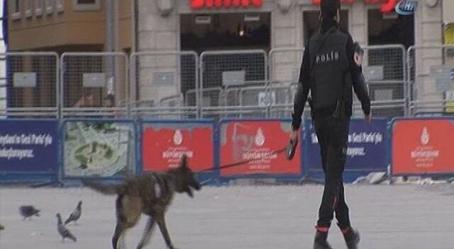 Taksim Meydanı’nda dedektör köpeklerle arama