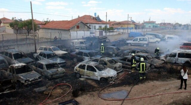 Otoparkta yangın çıktı, 70 araç kül oldu
