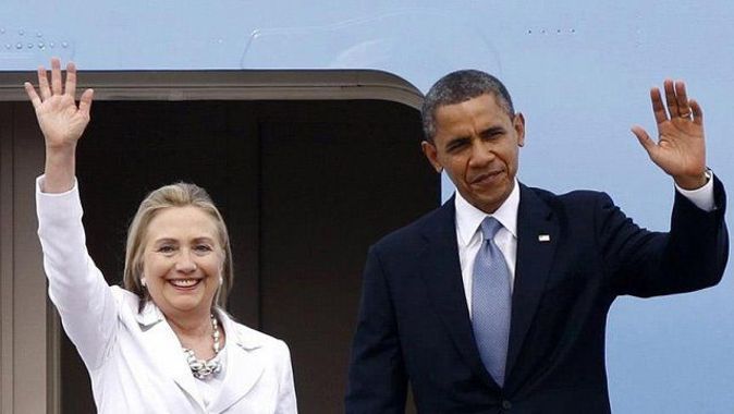 Obama ilk kez Clinton&#039;ın seçim mitingine katıldı