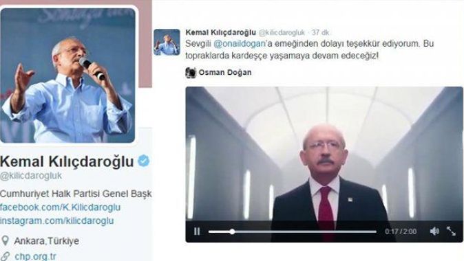Kılıçdaroğlu&#039;ndan video teşekkürü