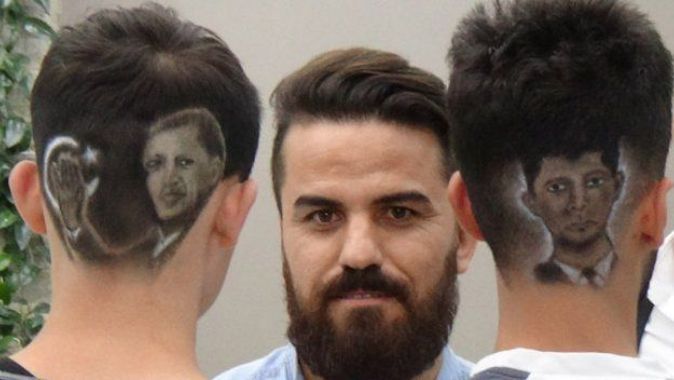 Erdoğan ve Halisdemir’in portrelerini saçlarına kazıdılar