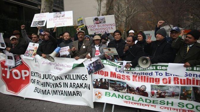BM önünde Arakan Müslümanlarına destek gösterisi