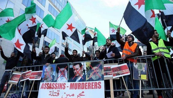 Brüksel&#039;de Halep protestosu