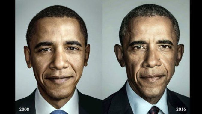 Obama&#039;nın yaşadığı değişim yüzüne yansıdı