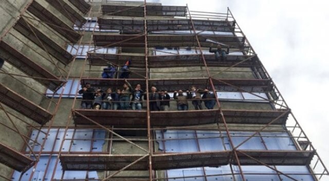 İstanbulspor-Erzurumspor maçını taraftarlar inşaat iskelesinden izledi