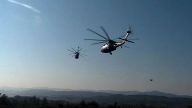 17 helikopter operasyon için art arda havalandı!