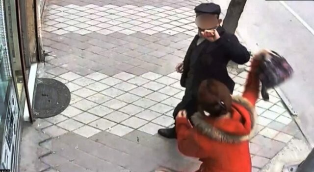 Kendi takip eden adamı çantayla döven kadın herkesi şaşırttı