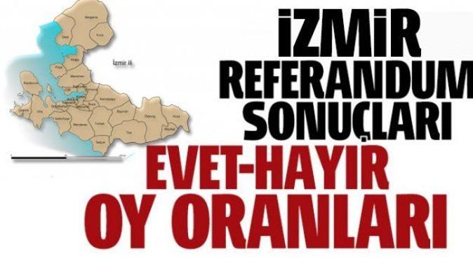 İzmir Referandum Sonuçları 2017 | İzmir, Hayır Evet Oy Oranları