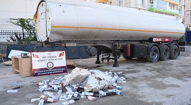 Diyarbakır&#039;da yakıt tankerinde 200 bin paket kaçak sigara ele geçirildi