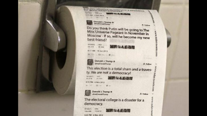 Trump&#039;ın tweetlerini tuvalet kağıdına bastılar