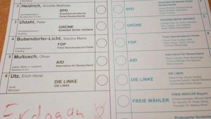 Almanya seçimlerinde Cumhurbaşkanı Erdoğan&#039;a oy çıktı
