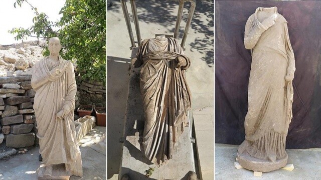 Side Antik Kenti&#039;ndeki kazılarda 3 heykel bulundu