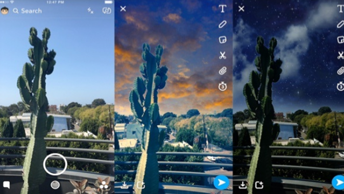 Snapchat&#039;ten gökyüzüne filtre