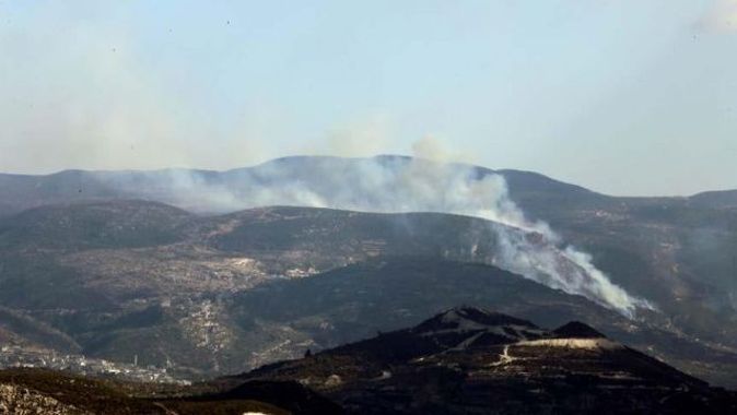 Suriye sınırındaki orman yangını devam ediyor