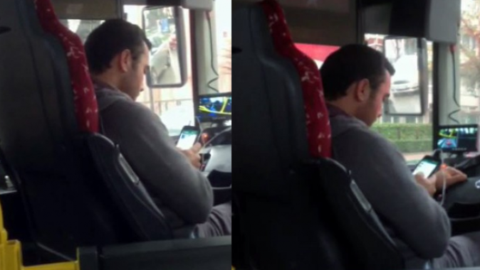 Halk otobüsü şoförü tehlikeye böyle davetiye çıkardı