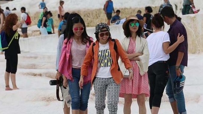 Pamukkale&#039;de Çinli turist yoğunluğu yaşanıyor