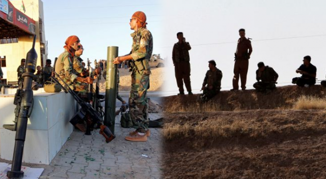 PKK&#039;lı teröristler ve peşmergeler, Erbil&#039;de savunma hattı oluşturdu