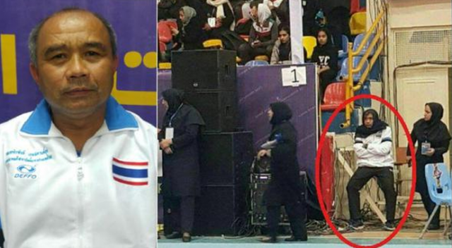 Taylandlı erkek teknik direktör İran&#039;da başörtüsü taktı