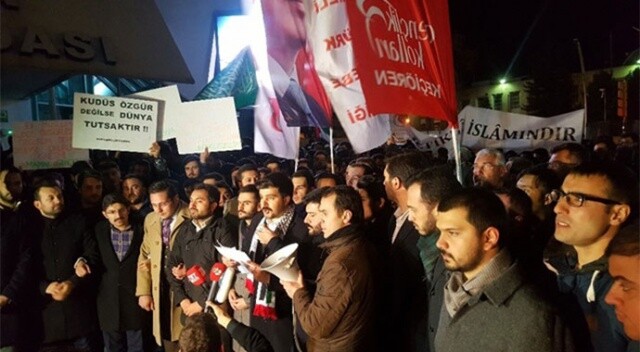 Ankara&#039;da ABD Büyükelçiliği önünde Kudüs için toplanıldı