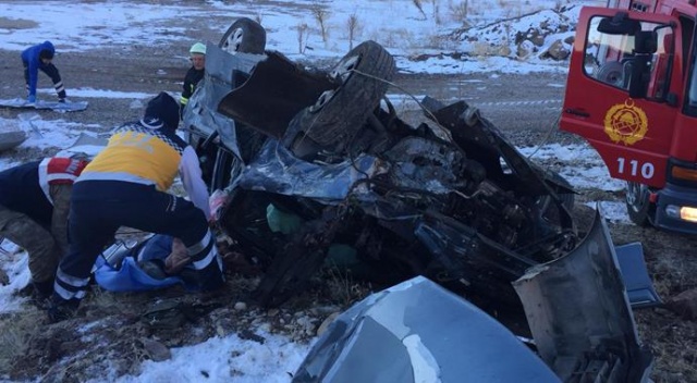 Buzlu yolda takla atan otomobilin sürücüsü hayatını kaybetti