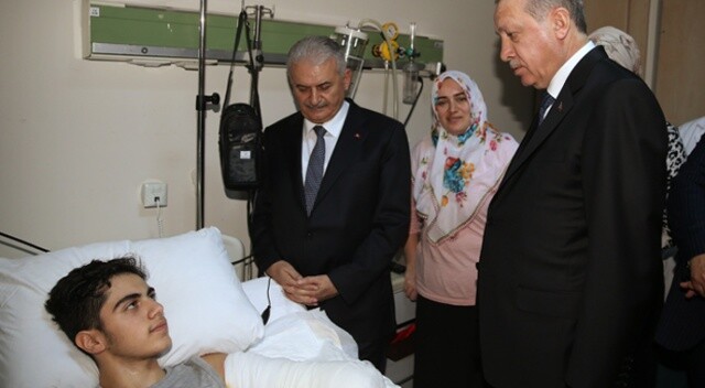 Erdoğan ve Yıldırım elektrik akımına kapılan Harun Polat’ı ziyaret etti