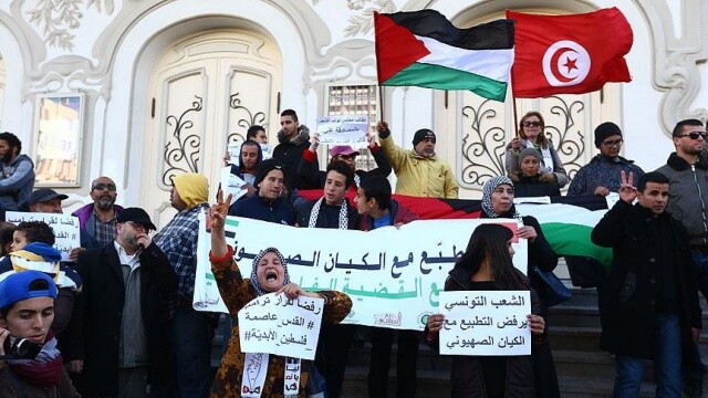 Tunus&#039;ta İsrail aleyhinde protesto