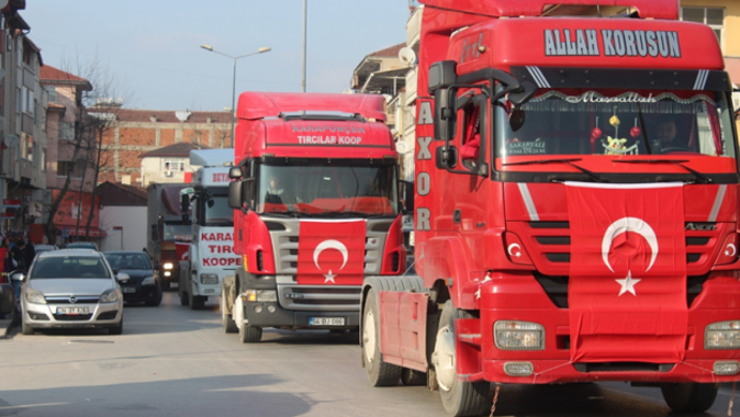 Tırcılar’dan Afrin&#039;de görev yapan askerler için konvoy