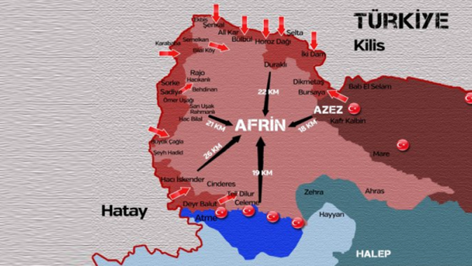Afrin&#039;de 415 kilometrekare alanda 100 nokta teröristlerden temizlendi