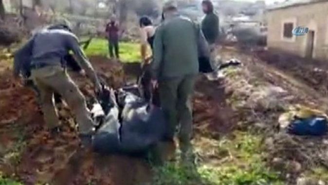 Afrin&#039;de teröristlerin cesetleri gömülüyor