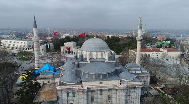 Beyazıt Camii’nde çalışmalar havadan görüntülendi