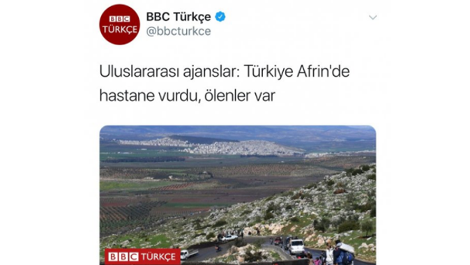 Dış basının &#039;TSK Afrin&#039;de hastane vurdu&#039; yalanı