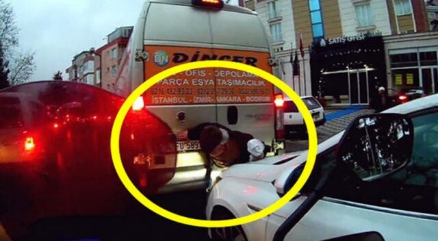 İstanbul&#039;da korkunç anlar! iki araç arasında sıkıştı