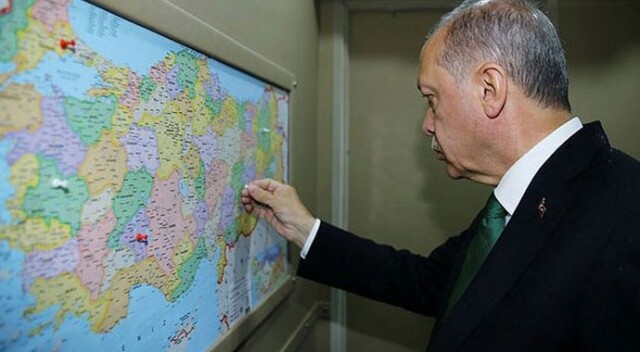 Cumhurbaşkanı Erdoğan gittiği yerleri işaretliyor
