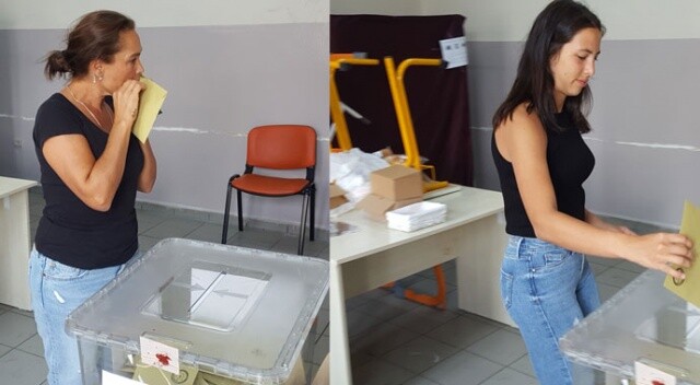 Hülya Avşar ve kızı Zehra Çilingiroğlu oy vermeye birlikte geldi