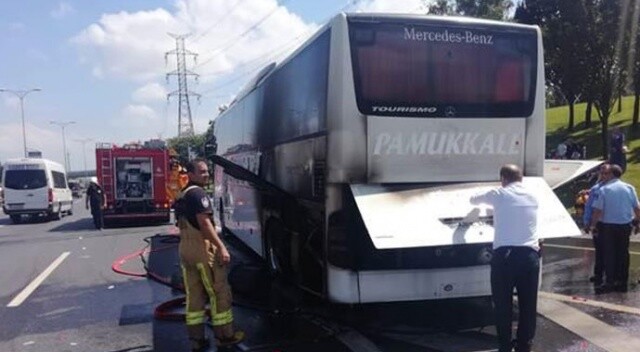 Son Dakika... İstanbul&#039;da yolcu otobüsünde yangın