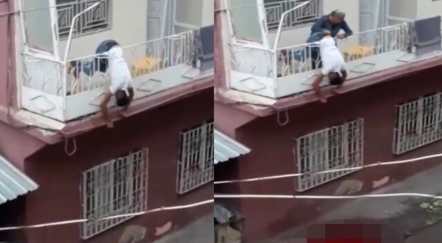 Eşini ve kendini vurduktan sonra balkon korkuluğunda asılı kaldı