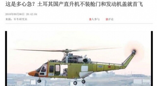 Türkiye&#039;nin yerli helikopteri Çin medyasında