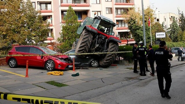 Ankara&#039;da traktörle araçlara çarpan kişi tutuklandı